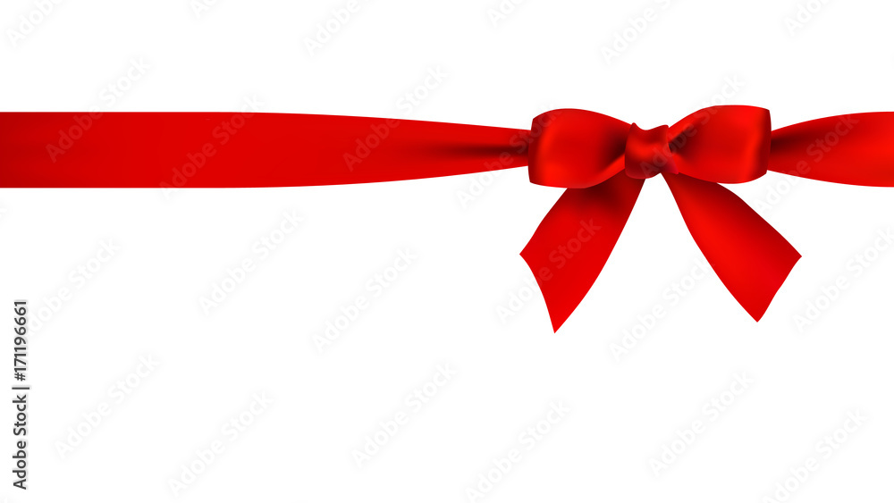 Realistic red bow and ribbon on white background vector illustration Realistic red bow and ribbon on white background vector illustration