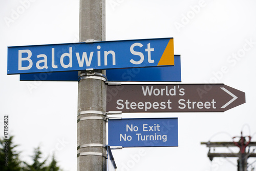 Baldwin Street, die steilste Strasse der Welt, in Dunedin,Neuseeland photo