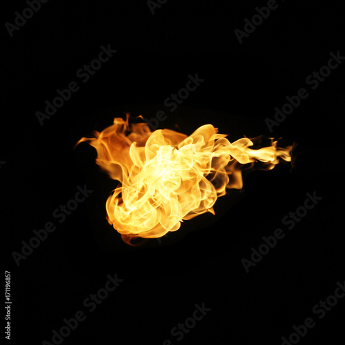 Fire flames collection isolated on black background