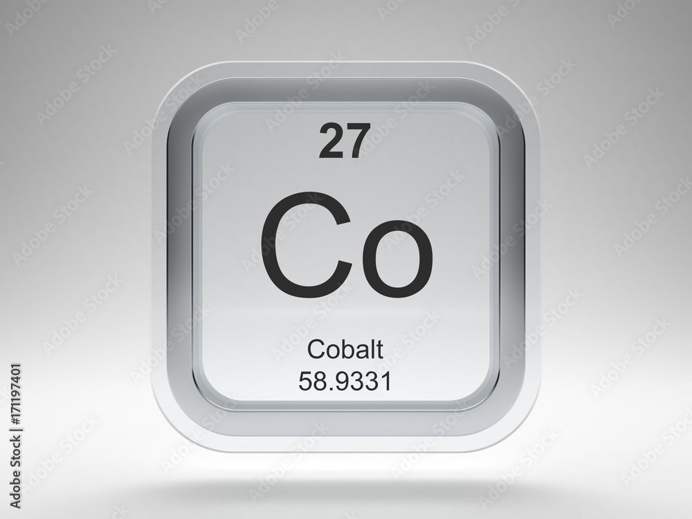 Cobalt symbol on modern glass and metal rounded square icon Cobalt symbol on modern glass and metal rounded square icon