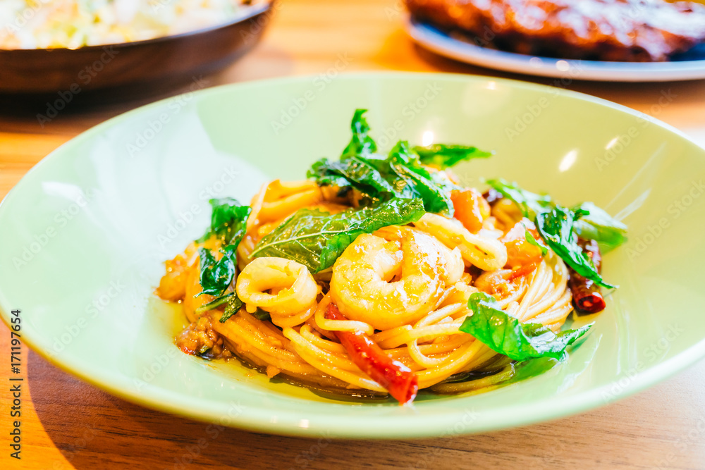 Spaghetti or pasta spicy seafood Spaghetti or pasta spicy seafood