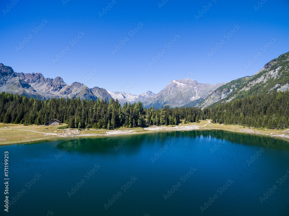 Alpine lake in Valtellina, lago Palù in Valmalenco