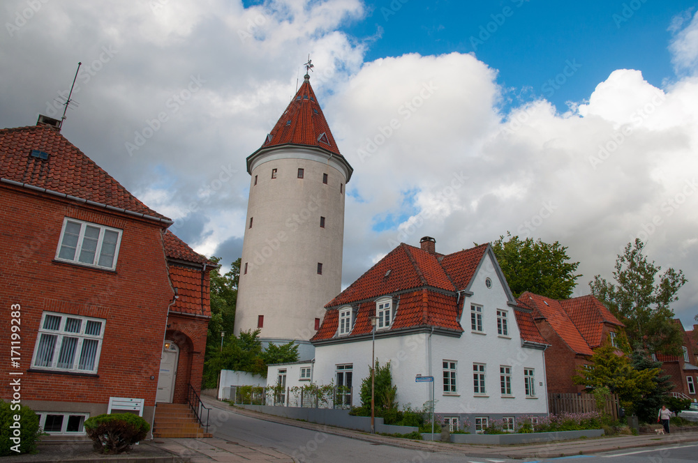 Water tower in town of Ringsted in Denmark