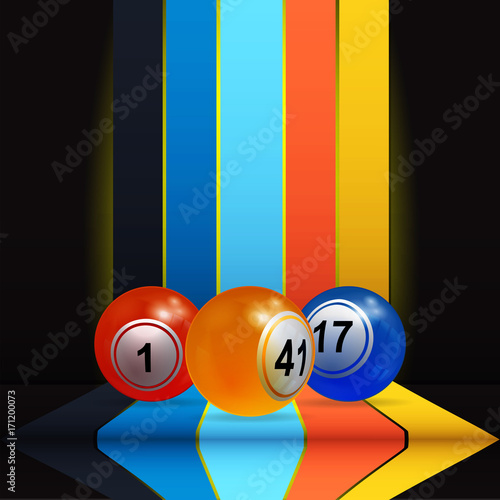 3D bingo lottery nalls over vertical stripes and shelve