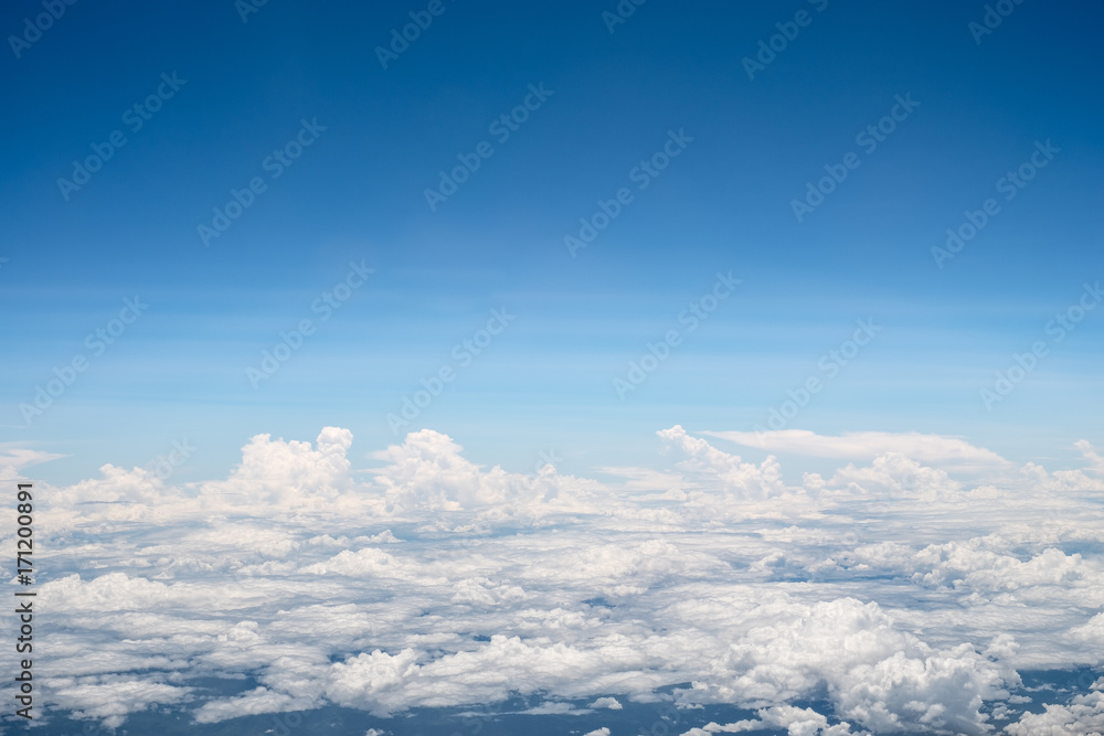 View from air plane window, Over the cloud View from air plane window, Over the cloud