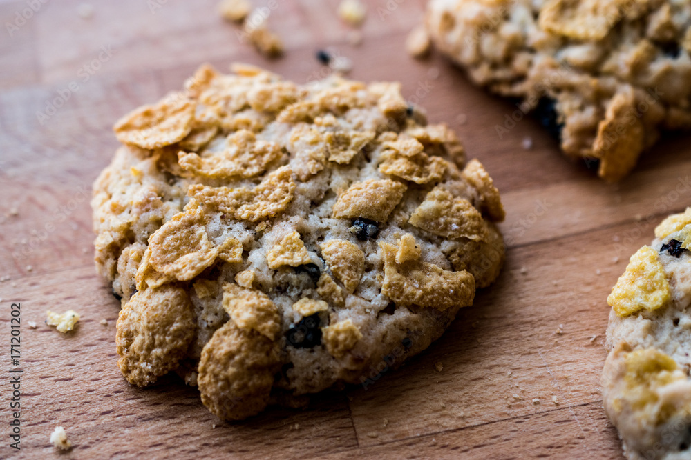Cornflake Cookies on wooden surface. Cornflake Cookies on wooden surface.