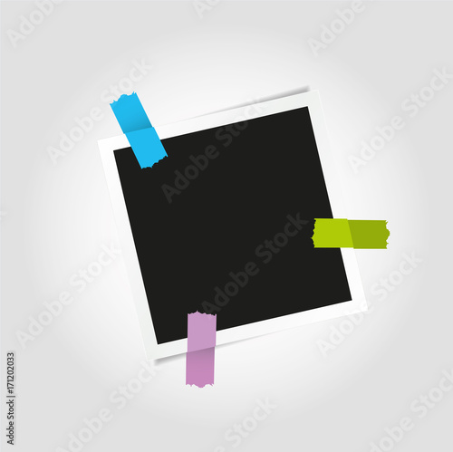 Retro photo frame attached with color tapes