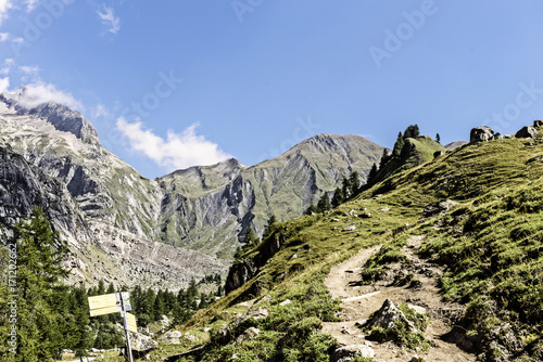 Footpaths,Dora, River, Val Ferret, Monte Bianco,Courmayer; Valdaosta; Italy; Europa photo