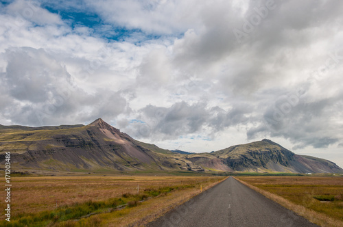 Road in the landscape in East Iceland
