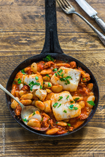 Cod and chorizo stew photo