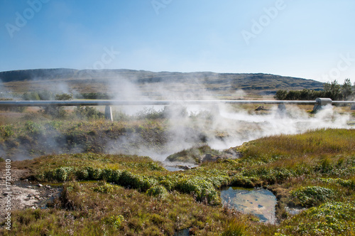 Deildartunguhver hot spring area in Borgarfjordur in west Iceland