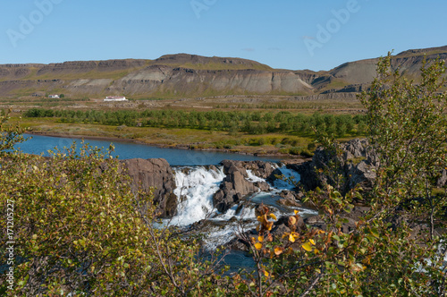 Waterfall Glanni in Nordura River in Borgarfjordur in Iceland