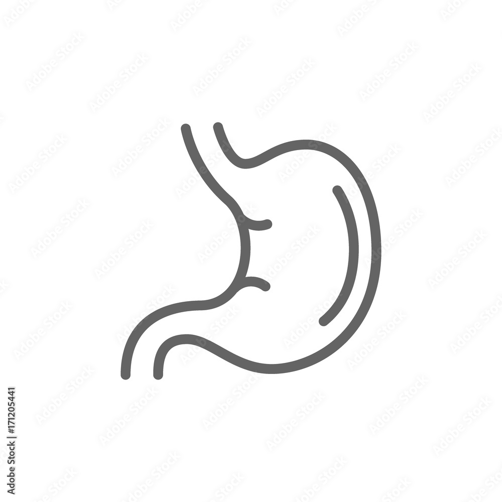 Simple stomach line icon. Symbol and sign vector illustration design. Editable Stroke. Isolated on white background Simple stomach line icon. Symbol and sign vector illustration design. Editable Stroke. Isolated on white background