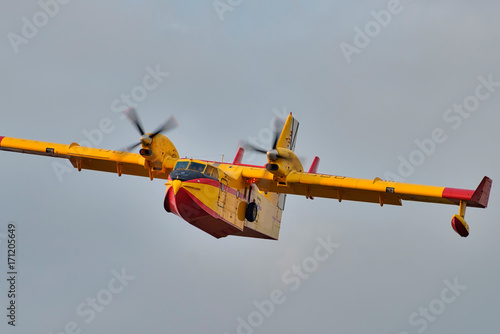 Fire fighting airplane in the air