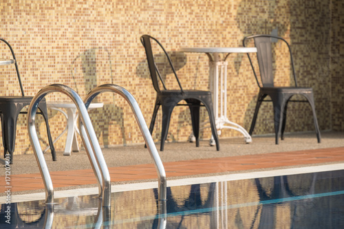 Pool ladder, outdoor swimming pool