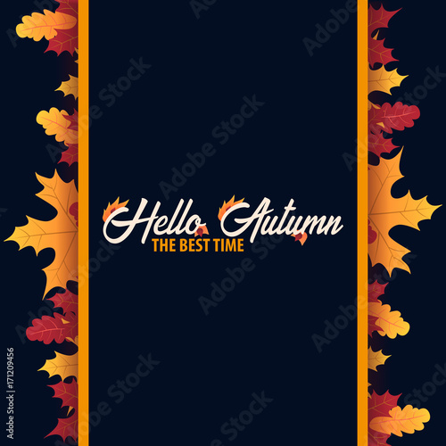 Autumn Background with leaves for shopping sale or promo poster and frame leaflet or web banner. Vector illustration template.