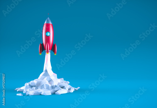Fotografie, Obraz Red rocket with copy space