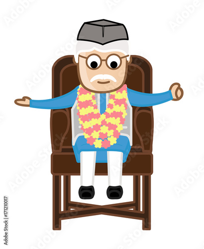 Old Political Character Sitting on Chair