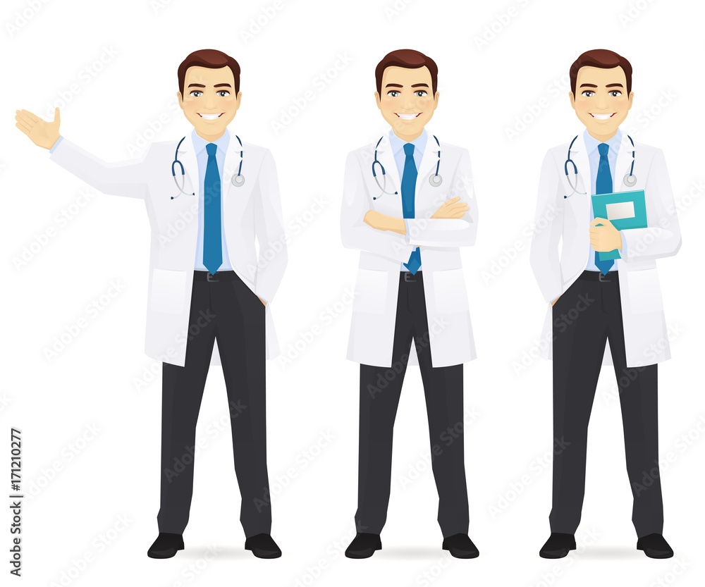 Doctor in different poses set vector illustration Doctor in different poses set vector illustration