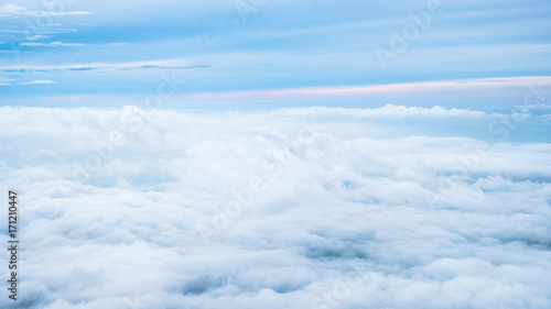 Beautiful scene of the mist on the top of mountain, Cloud over the mountain