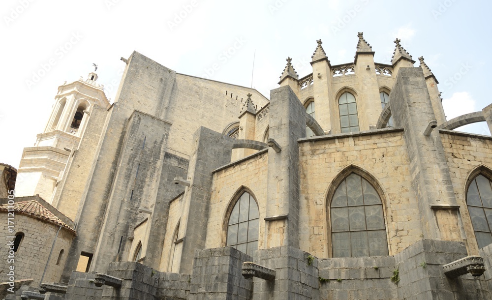 Backside of  the cathedral in Girona, Spain