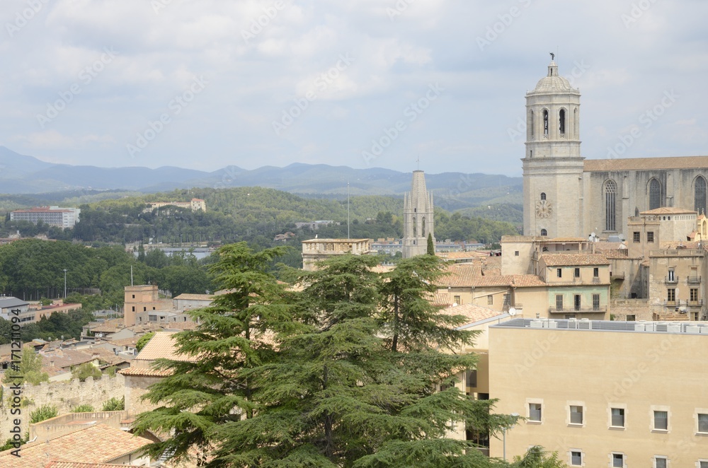 View of the cathedral in Girona, Spain