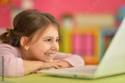 girl using  laptop
