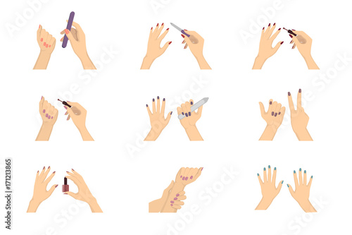 Manicure hands set.