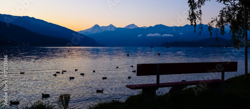 Sun rise at Lake Thun Switzerland