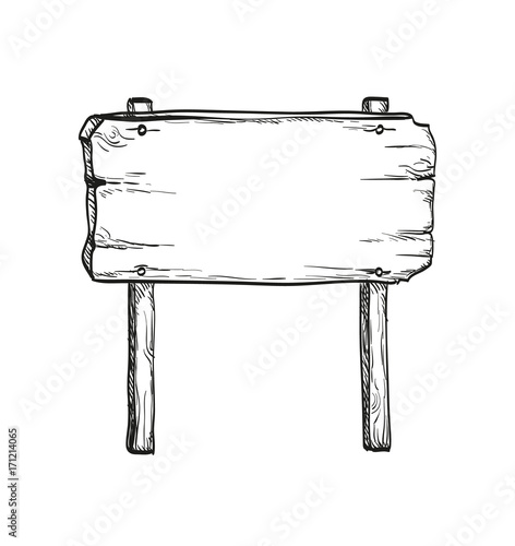 Ink sketch of wooden signpost