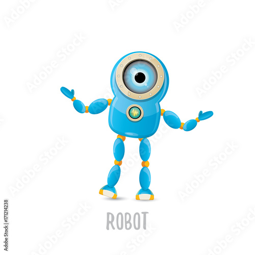 vector funny cartoon blue robot character