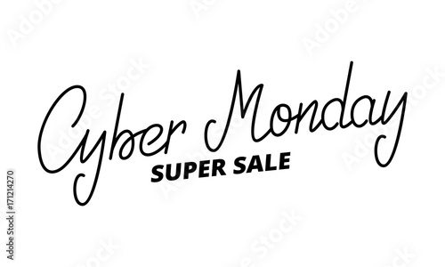 Cyber Monday. Hand lettering Cyber monday. Super sale seasonal typography