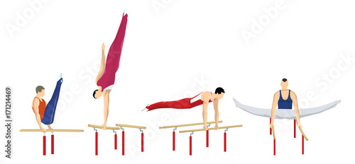 Gymnastics on bars.