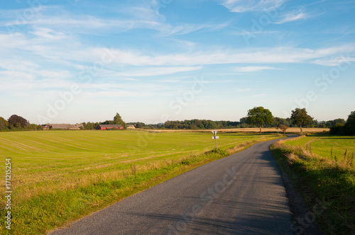Danish countryside road near Ugledige in Denmark