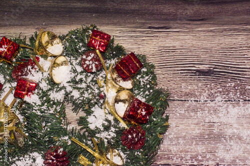 Christmas Decoration On Wooden Background