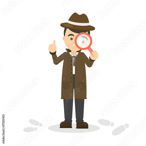 Detective with glass.