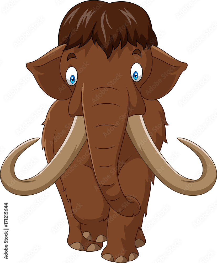 Naklejka premium Cartoon mammoth isolated on white background