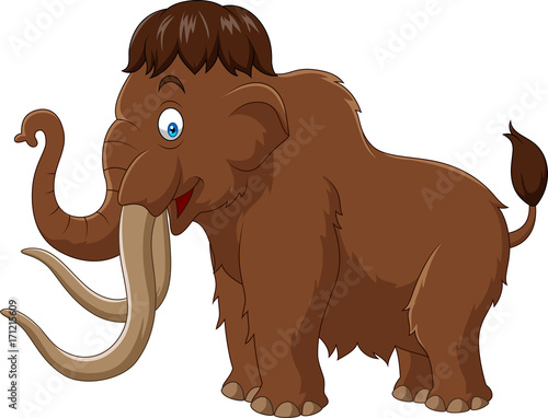 Cartoon mammoth isolated on white background