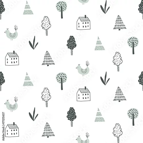 Tapety Wektorowy bezszwowy skandynawski wzór