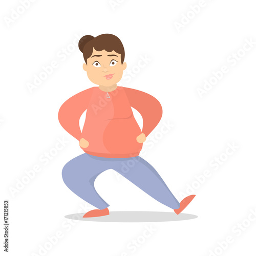 Fat woman training.