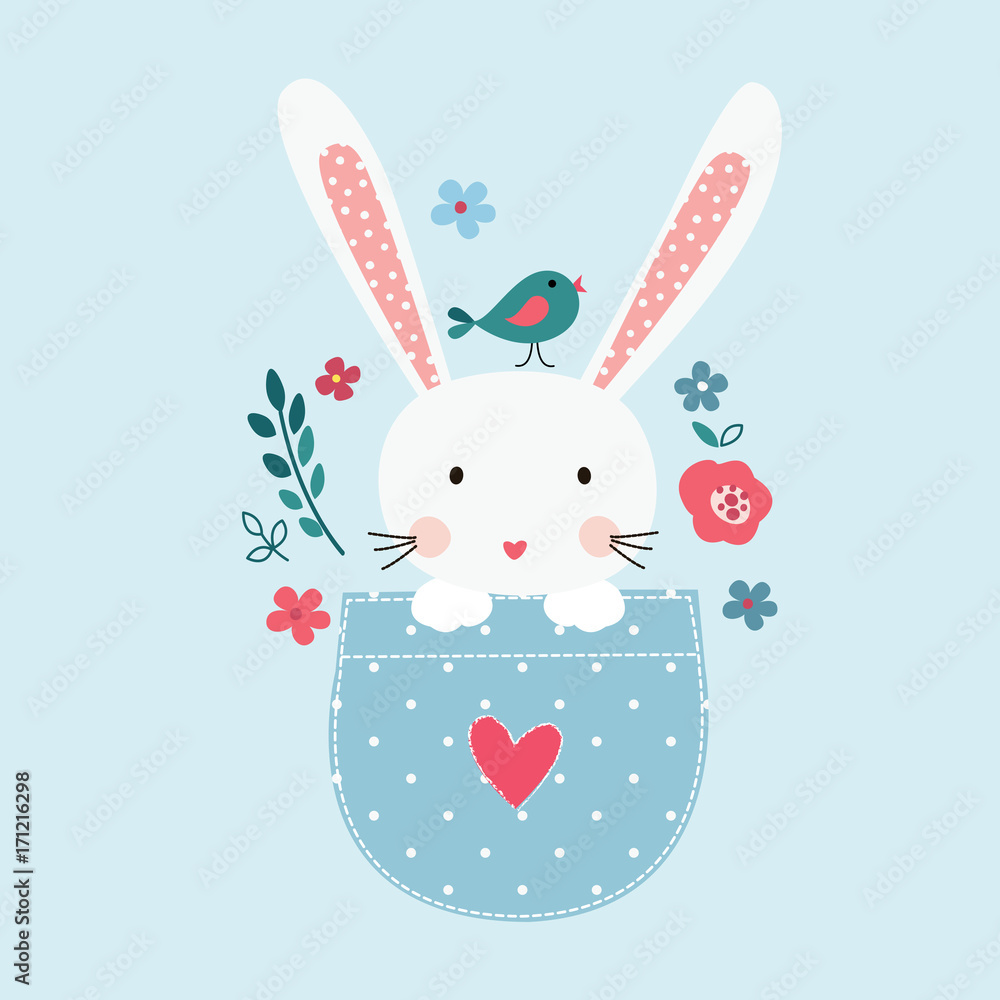 Obraz premium Cute vector illustration with bunny girl