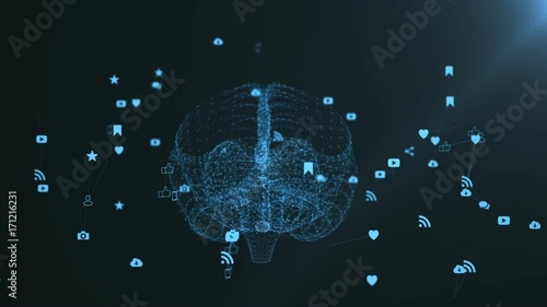 Wallpaper Mural The human brain is formed by spinning multimedia icons. Torontodigital.ca