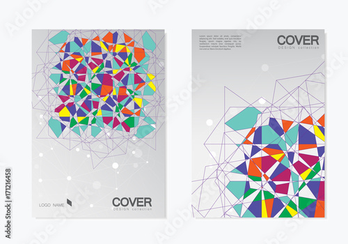 Abstract Broken stained glass background. Vector colored elements