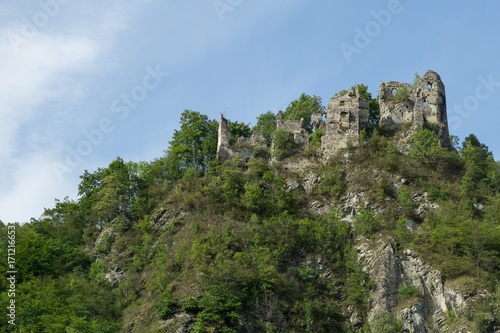 Castle on the rock in the woods. Slovakia