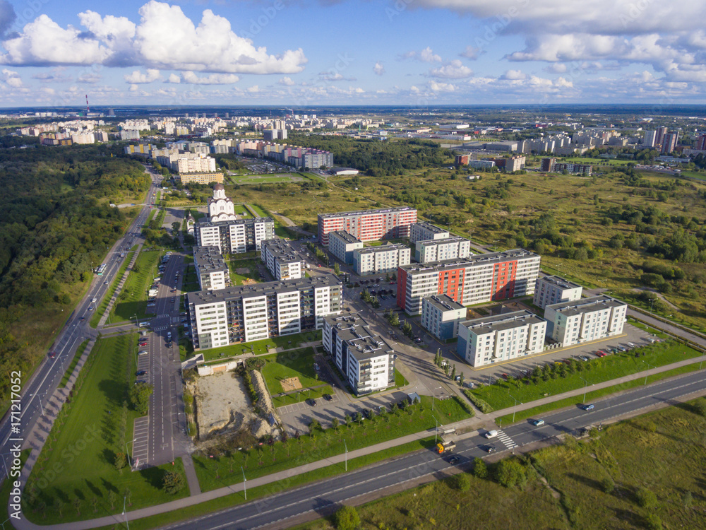 Aerial view of city Tallinn Estonia, distrikt Lasnamjae