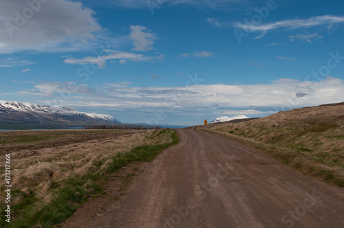 Gravel road in Vadlaheidi in Iceland