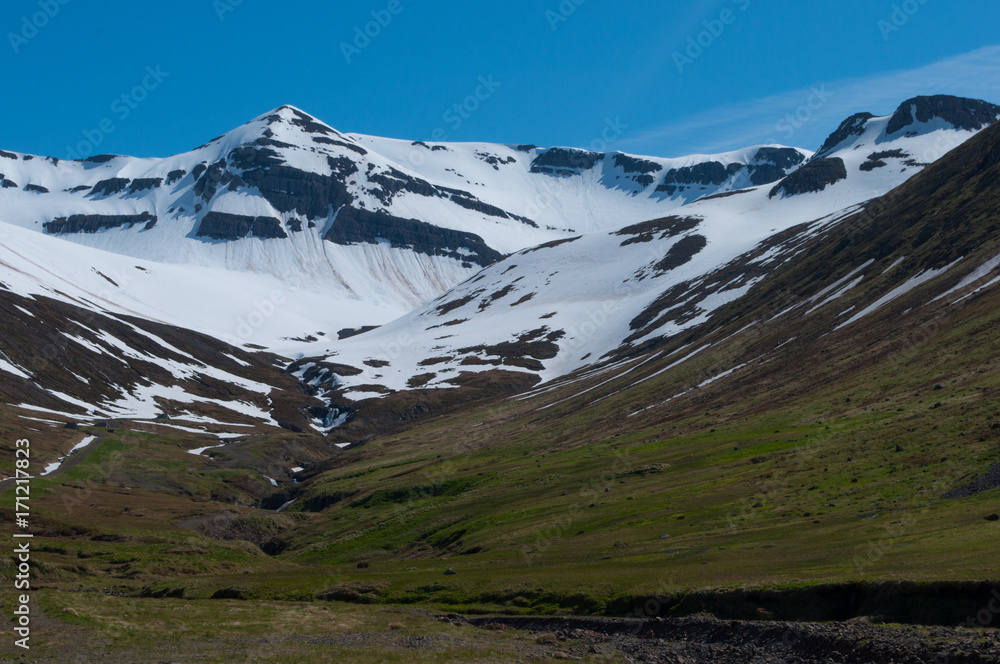 Skutudalur valley in Siglufjordur in North Iceland