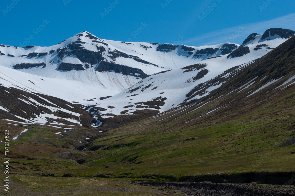 Skutudalur valley in Siglufjordur in North Iceland Skutudalur valley in Siglufjordur in North Iceland