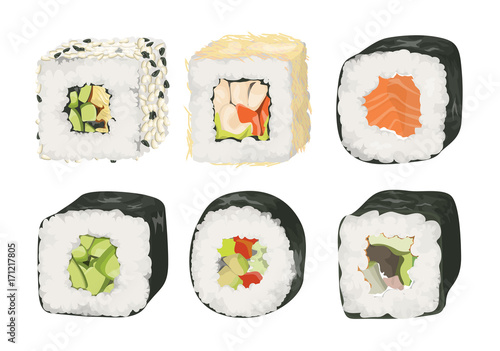 Sushi rolls set.