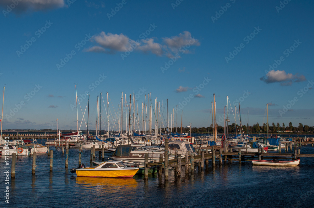 Fototapeta premium boats on Stubbekobing harbor in Denmark